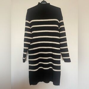 H&M Black and White Long Sleeve Sweater Dress